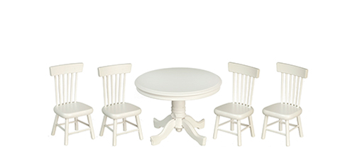 Kitchen Table and Chairs, White, 5 pc.